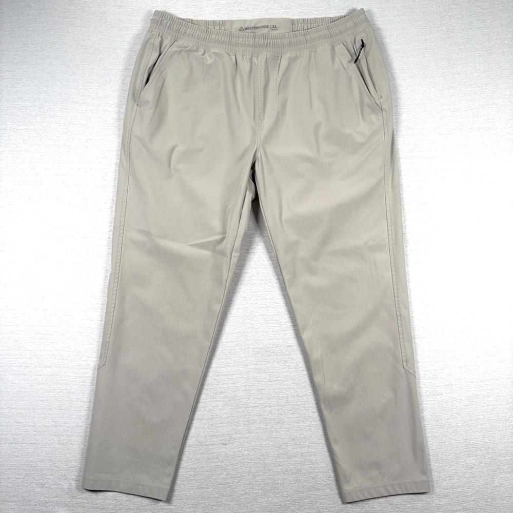 Western Rise Spectrum Jogger Mens Size XL Greige Tapered Polyester Drawstring